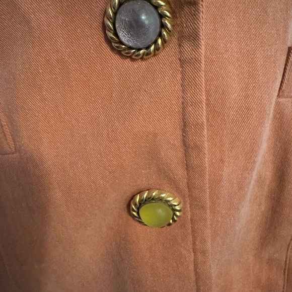 Lace vintage Women's Coral Blazer with Embellished Lapel. Ptp 19”lenght 24” - Picture 3 of 10